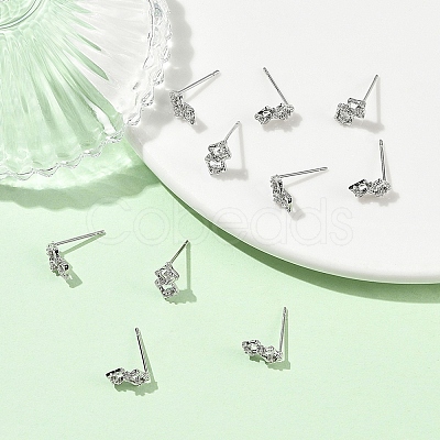 SHEGRACE Brass Micro Pave Clear Cubic Zirconia Stud Earring XGRQ4N558-729P-1