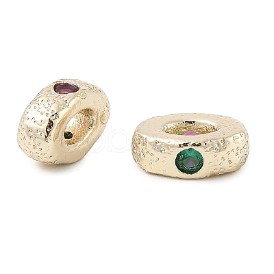Brass Micro Pave Cubic Zirconia Beads KK-K297-46KCG-1