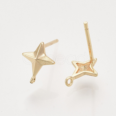 Brass Stud Earring Findings KK-T048-015G-NF-1