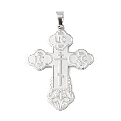 Russian Orthodox Cross 304 Stainless Steel Pendants STAS-D202-01P-1