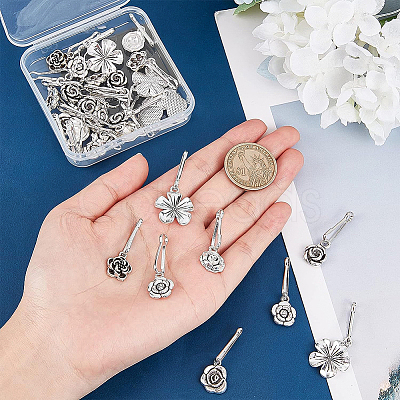 36Pcs 6 Style Alloy Flower Keychain HJEW-BC0001-23-1