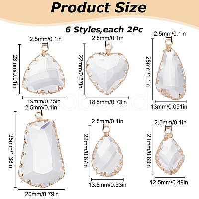 12Pcs 6 Style Clear Glass Pendants FIND-GO0003-63-1