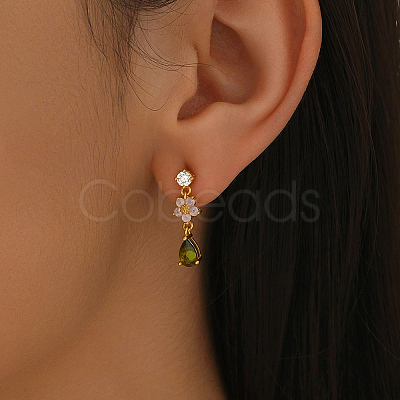 Brass Teardrop Dangle Stud Earrings LS-SW0277-1