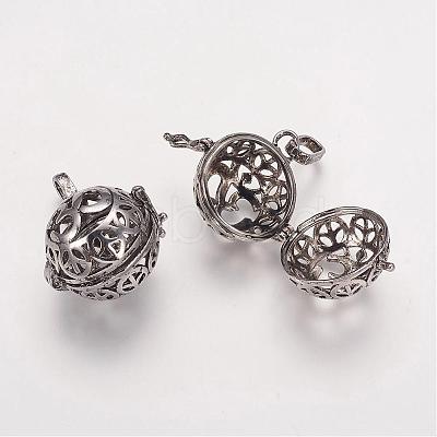 Hollow Brass Cage Pendants KK-D414-11-NR-1