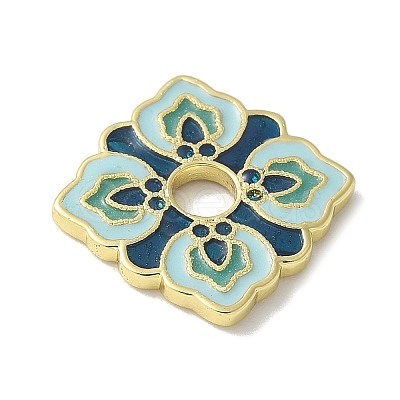 Flower Brass Enamel Beads KK-P290-11G-02-1