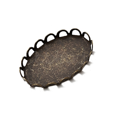 Flat Oval Brass Lace Edge Bezel Cups X-KK-E185-AB-NF-1