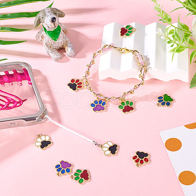 30Pcs 5 Colors Alloy Enamel Pendants FIND-TA0006-07-1