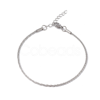 Non-Tarnish 304 Stainless Steel Bone Rope Chain Bracelet for Women BJEW-I311-01A-P-1