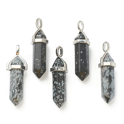 Natural Snowflake Obsidian Pointed Pendants G-M378-01P-A09-1