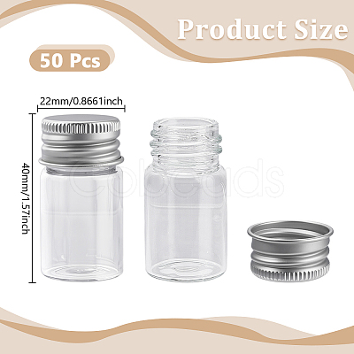 50Pcs Glass Bottles Bead Containers CON-DR0001-06B-1
