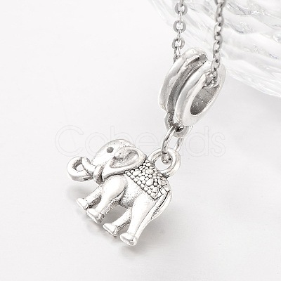 Elephant Tibetan Style Alloy European Dangle Charms PALLOY-JF00088-11-1