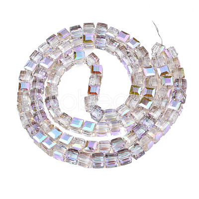 Electroplate Transparent Glass Beads Strands EGLA-N002-28-C01-1