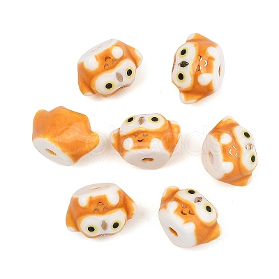 Cute Hand Painted Mini Owl Porcelain Beads LS-PORC-F014-01D-1