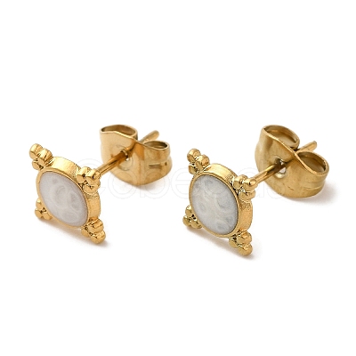 Ion Plating(IP) 304 Stainless Steel Square Stud Earrings EJEW-C114-01G-1