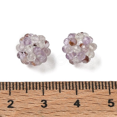 Natural Purple Phantom Quartz Purple Lodolite Quartz Woven Beads GG-CBA2E9C-F27-02-1