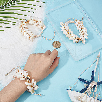 3Pcs Natural Cowrie Shell Charm Bracelets Set BJEW-PH0004-36-1