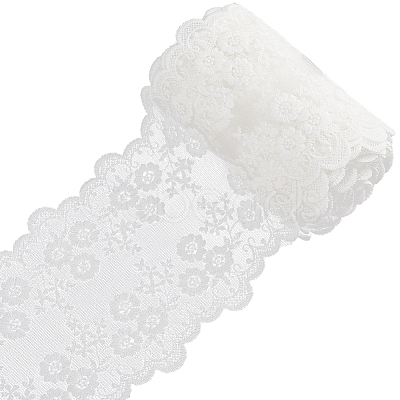 5 Yards Milk Fiber Embroidery Lace Trim Ribbon OCOR-GF0005-14B-1