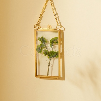 Brass Glass Hanging Photo Frame HJEW-SZ0001-01G-1