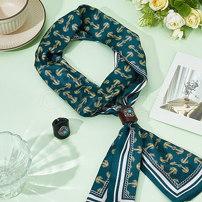 2Pcs 2 Colors Leather & Alloy & Synthetic Turquoise Scarf Clips AJEW-CL0005-24C-1