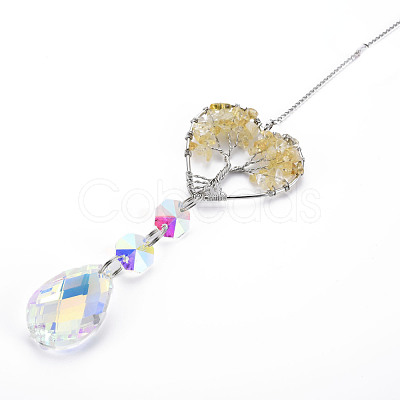 Natural Yellow Quartz Big Pendants G-N333-008A-1