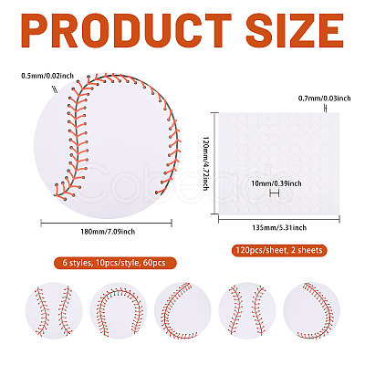 60Pcs 6 Styles Baseball Paper Gift Tags CDIS-CA0001-17-1