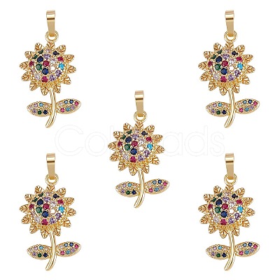 Brass Micro Pave Cubic Zirconia Pendants ZIRC-SZ0003-47-1