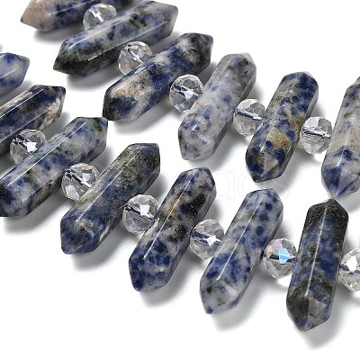 Natural Blue Spot Jasper Double Terminated Point Beads Strands G-H069-B10-01-1