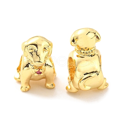Rack Plating Brass Micro Pave Cubic Zirconia European Beads KK-M247-04G-1