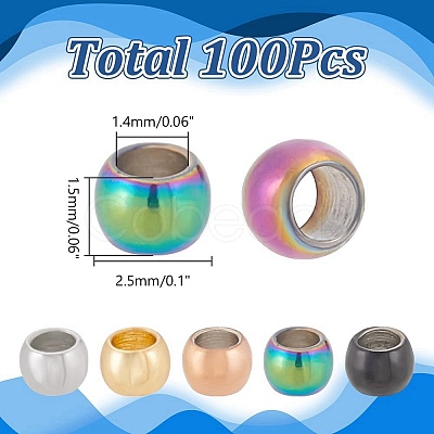 200Pcs 5 Styles 304 Stainless Steel Spacer Beads STAS-AR0002-55-1