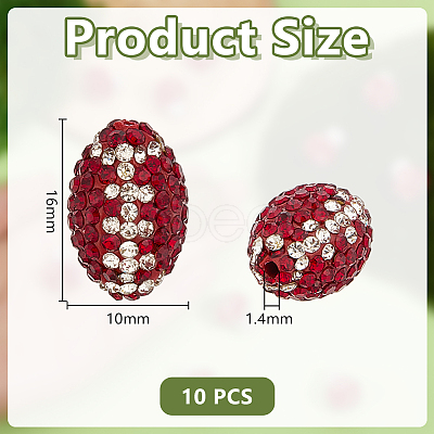 10Pcs Handmade Polymer Clay Rhinestone Beads CLAY-OC0001-08-1