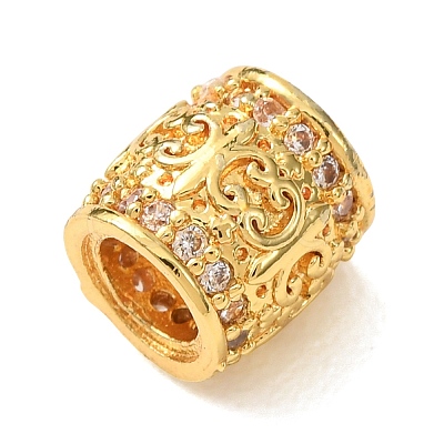 Rack Plating Brass Micro Pave Clear Cubic Zirconia European Beads KK-L215-301G-1