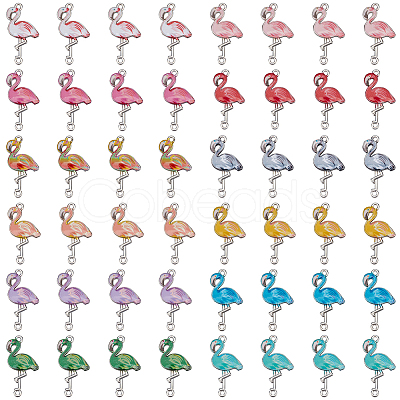 PandaHall Elite 48Pcs 12 Colors Alloy Enamel Connector Charms ENAM-PH0002-23-1