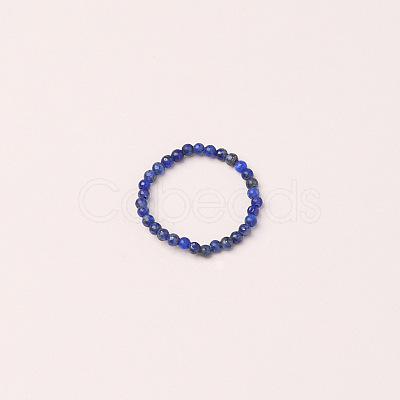 Adjustable Natural Lapis Lazuli Bead Finger Rings FS-WGFFDB9-14-1