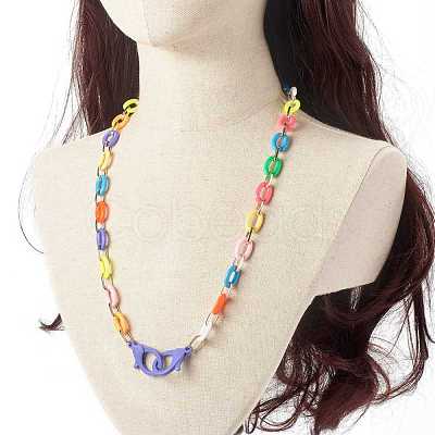 Acrylic Aluminium Cable Chain Necklaces NJEW-JN03627-1