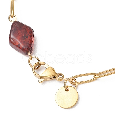 Natural Amber Beads Link Bracelets BJEW-JB13495-1