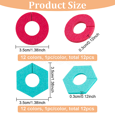 24Pcs 2 Style 12 Colors Felt Wine Glass Charms AJEW-BC0003-68-1