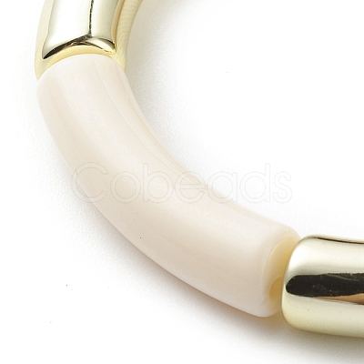Acrylic Curved Tube Beaded Stretch Bracelet for Women BJEW-JB08439-05-1