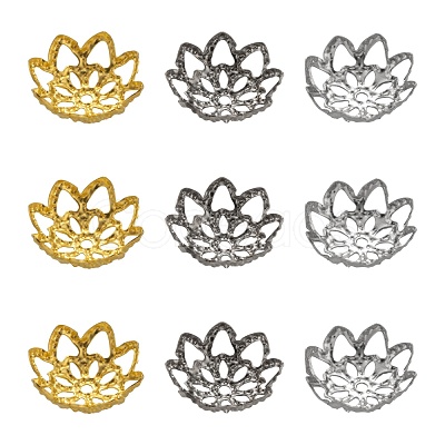 300Pcs 3 Style Iron Fancy Bead Caps IFIN-FS0001-07-1