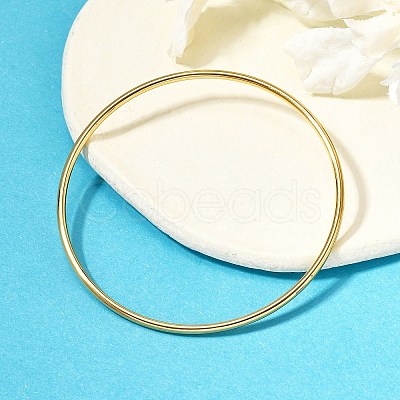 Ion Plating(IP) 304 Stainless Steel Simple Plain Bangle for Women High Polished BJEW-F461-01A-G-1