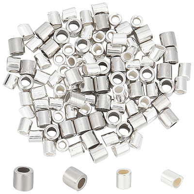 GOMAKERER 100Pcs 2 Styles 925 Sterling Silver Tube Beads FIND-GO0001-46-1