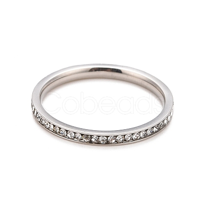 304 Stainless Steel Rhinestone Rings Set STAS-D178-02C-1