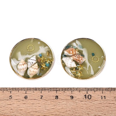 Brass & Epoxy Resin Pendants KK-Q082-04KCG-02-1