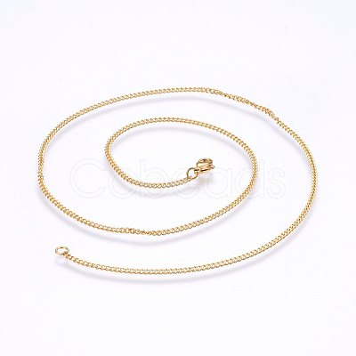 304 Stainless Steel Curb Chain Necklaces MAK-L015-32F-1
