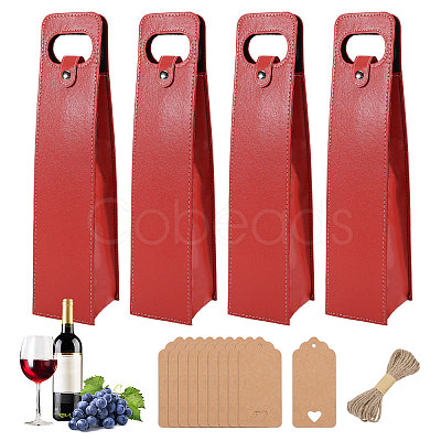 4Pcs PU Leather Single Wine Bottle Tote Carrier Bags CON-CA0001-028C-1