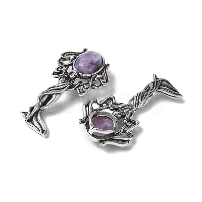 Angel Brass Natural Lepidolite Pendants KK-D361-02AS-15-1