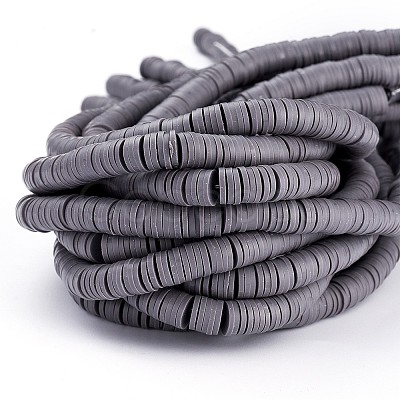 Flat Round Handmade Polymer Clay Beads CLAY-R067-8.0mm-41-1