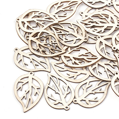 Undyed Wood Pendants X-WOOD-T008-35-1