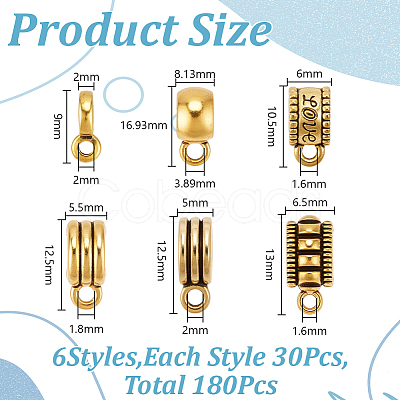 180Pcs 6 Styles Alloy Hangers Links FIND-GO0003-90-1