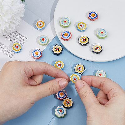 20Pcs 4 Colors Handmade Porcelain Flower Beads PORC-HS0001-05-1
