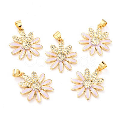 Real 18K Gold Plated Brass Micro Pave Cubic Zirconia Pendants ZIRC-L100-087G-07-1